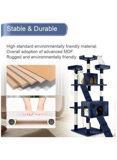 Piccasio Cat Tree House, Cat Climbing Condo with Sisal Scratching Post Multi-Level 170cm Height- Cats Acitivity Center, Hammock, Ladder, Cat Tower, and Resting Platforms for Indoor Cats  - Image 5