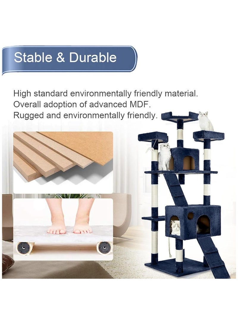 Piccasio Cat Tree House, Cat Climbing Condo with Sisal Scratching Post Multi-Level 170cm Height- Cats Acitivity Center, Hammock, Ladder, Cat Tower, and Resting Platforms for Indoor Cats - Image 5