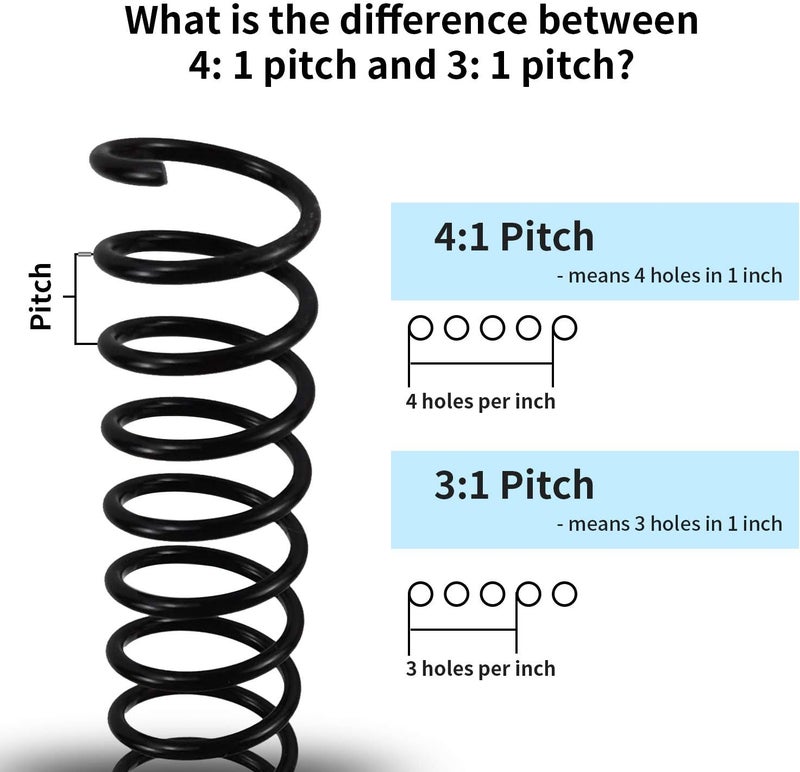 RAYSON 28.6mm Plastic Spiral Coil Binding 3:1 Pitch, 1-1/8 inch, 240 Sheets Capacity Black Coil Binding Spines - Versatile for Office and Educational Tasks, Pack of 50 - Image 2