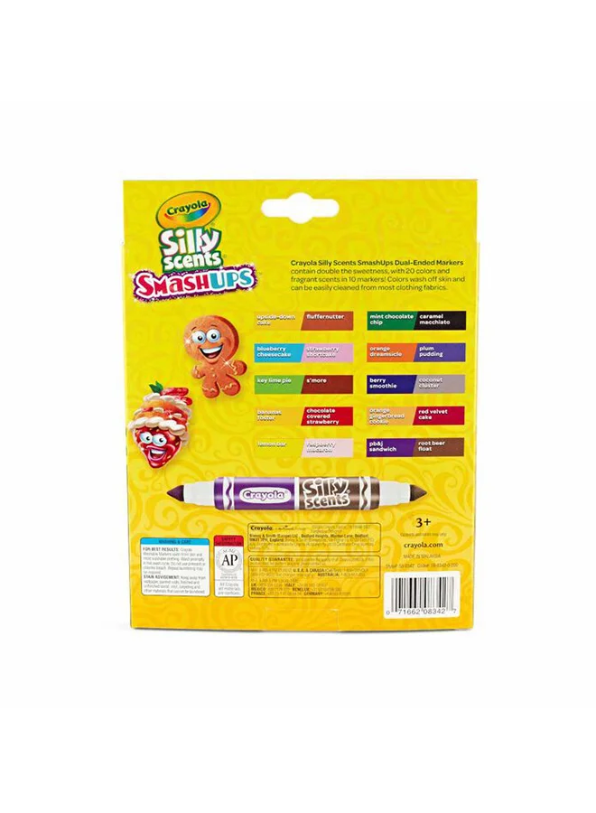 Crayola 10 Ct Silly Scents Smash Ups  Broad Line Dual-Ended Washable Markers