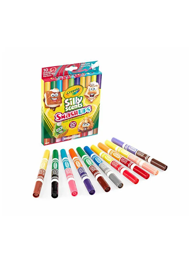 Crayola 10 Ct Silly Scents Smash Ups  Broad Line Dual-Ended Washable Markers