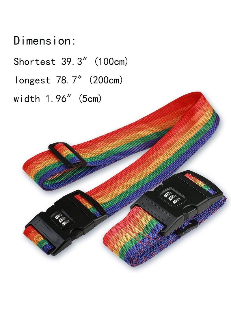 PAMEER 3-Pcs Adjustable Luggage Straps with Combination Lock Suitcase Belts for Travel, Name Tags included.  - Image 3