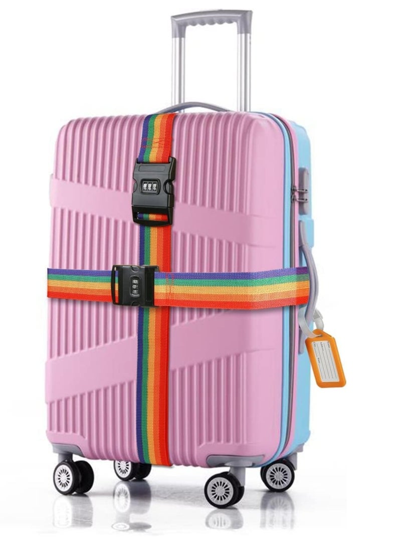 PAMEER 3-Pcs Adjustable Luggage Straps with Combination Lock Suitcase Belts for Travel, Name Tags included.  - Image 4