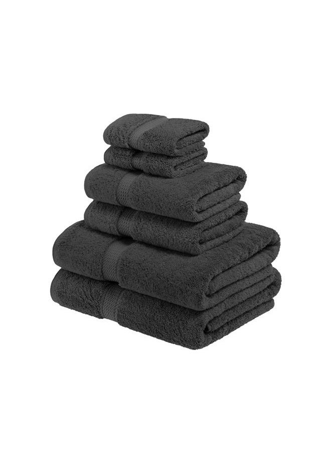 Superior Egyptian Cotton 800 GSM Towel Set, Includes 2 Bath Towels, 2 Hand Towels, 2 Face Towels, Luxury Plush Bathroom Essentials, Ultra Thick, Spa, Shower, Guest Bath, Apartment, Home, Charcoal  - Image 1