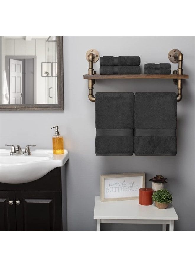 Superior Egyptian Cotton 800 GSM Towel Set, Includes 2 Bath Towels, 2 Hand Towels, 2 Face Towels, Luxury Plush Bathroom Essentials, Ultra Thick, Spa, Shower, Guest Bath, Apartment, Home, Charcoal  - Image 2
