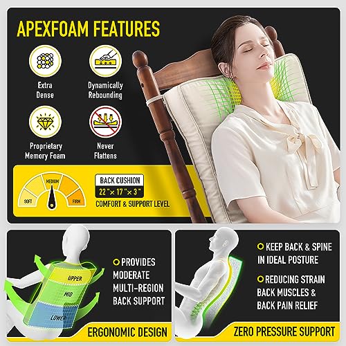 SUNROX Memory Foam Non Slip Rocking Chair Cushion, FadeShield Water Resistant Thicken Durable Tufted Pads, Set of Seat & Back Cushion with Ties for Indoor/Outdoor Rocker, 2 Piece, Heather Grey - Image 3