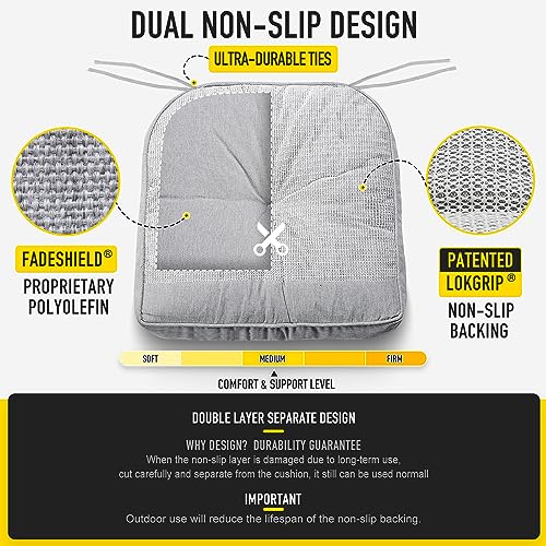 SUNROX Memory Foam Non Slip Rocking Chair Cushion, FadeShield Water Resistant Thicken Durable Tufted Pads, Set of Seat & Back Cushion with Ties for Indoor/Outdoor Rocker, 2 Piece, Heather Grey - Image 5