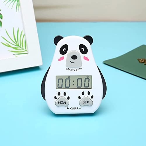 PLENARO Cute Cartoon Digital Electronic Kitchen Timer & Stopwatch with LCD Display and Retractable Stand, Timing Alarm Clock for Cooking | Baking | Kids Study Yoga Shower Bathroom (White) - Image 2