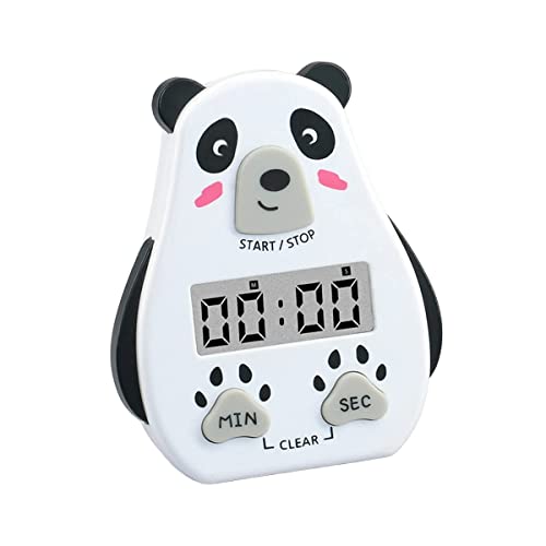PLENARO Cute Cartoon Digital Electronic Kitchen Timer & Stopwatch with LCD Display and Retractable Stand, Timing Alarm Clock for Cooking | Baking | Kids Study Yoga Shower Bathroom (White) - Image 1