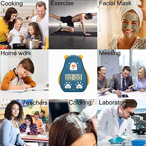 PLENARO Cute Cartoon Digital Electronic Kitchen Timer & Stopwatch with LCD Display and Retractable Stand, Timing Alarm Clock for Cooking | Baking | Kids Study Yoga Shower Bathroom (White) - Image 5