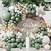 SUWEN Sage Green Balloons Arch Kit Garland 153Pcs Different Sizes of 18 10 5 Inch Latex Sage Olive Green Gold White Balloon Arch Kit Birthday Decorations for Gender Reveal Wedding Party - Image 4