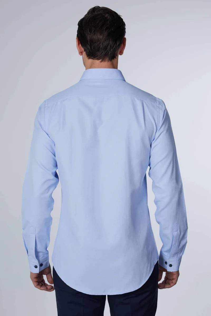 تودورس Slim Fit Long Sleeve Slim Fit Flotilla Single Pocket Dobby Cotton Blue Men's Shirt