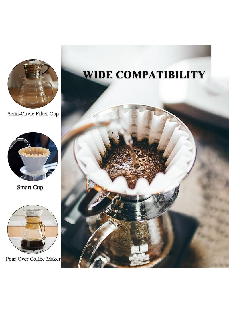 Fanski - 2-5 Cup Coffee Paper Filters,100  Pieces Of Unbleached Coffee Paper Filters ,Thicken Natural Coffee Filter Basket  (White) - Image 1