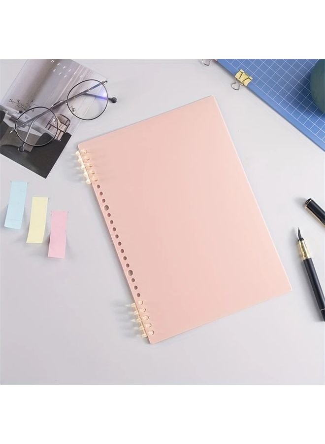 Pink Hardcover Notebook with Loose Leaf Cover A4 Size Replaceable Covers - Image 1