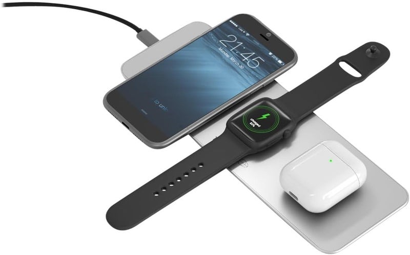 تيراتيك شاحن لاسلكي وقاعدة شحن TerraTec ChargeAir All، محطة شحن لاسلكية بقوة 10 واط بتقنية QI، متوافقة مع 12/11/11 Pro/11 Pro Max/XS MAX/XR/XS/X/8/8+، Galaxy Note 10/S10e/S10/S9، Apple Watch، AirPods - Image 1
