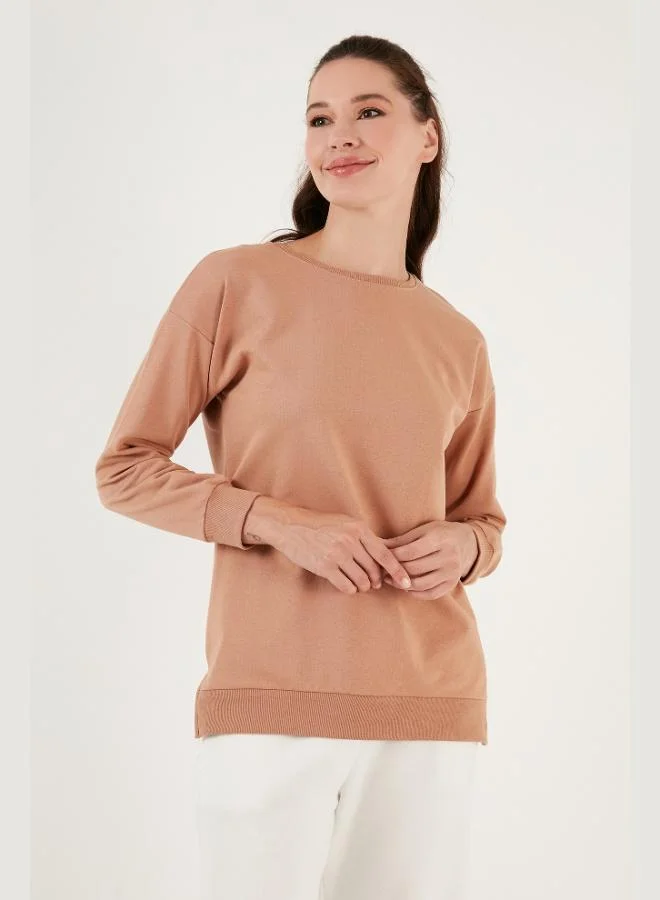 Lela Lela Cotton Regular Fit Crew Neck Basic Sweatshirt Women's SWEAT 5863569