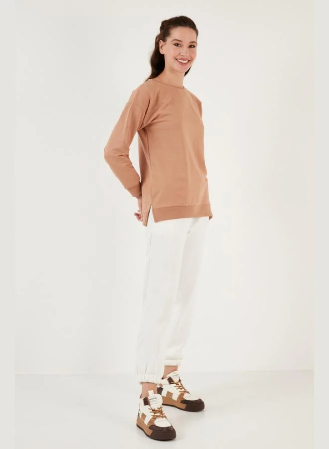 Lela Lela Cotton Regular Fit Crew Neck Basic Sweatshirt Women's SWEAT 5863569