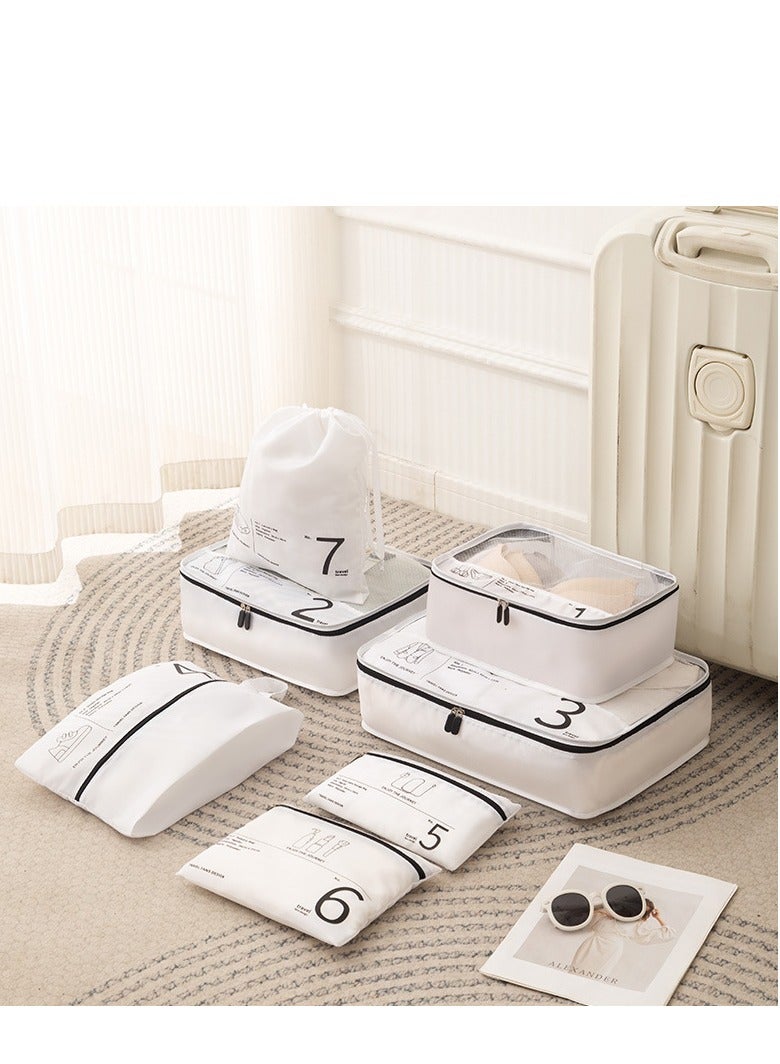 BESTPEAK 7 Pieces Packing Cubes for Men and Women Suitcase Storage Luggage Packing Organizer, Lightweight Travel Luggage Storage Boxes for Clothes, Shoes, Toiletries or Accessories, Large Capacity Moisture-Proof Storage Bags for Carry-On Luggage, Beige Packing Cubes for Storage Luggage Packing Organizer, Travel Packing Cubes Set Clothes Shoes Storage Travel Essentials  - Image 1