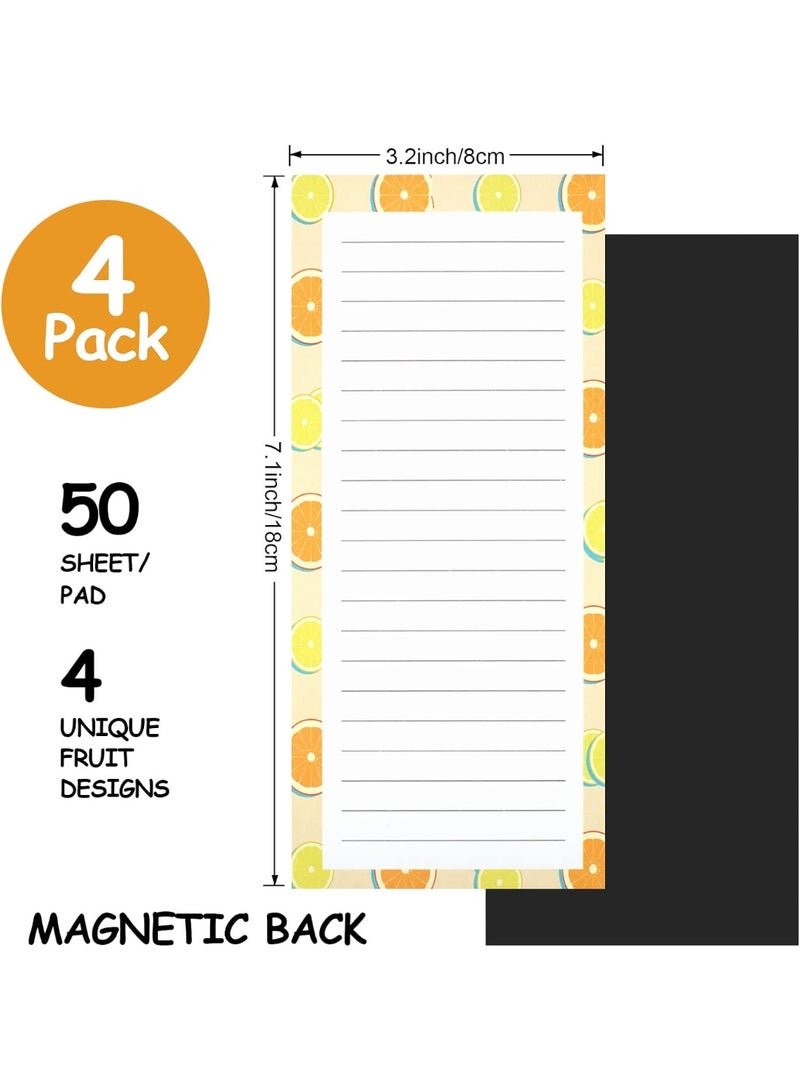 4 Pack Magnetic Notepads for Refrigerator, Grocery List Magnet Pad for Fridge, Fruit Design Magnetic Grocery List Pad for Fridge, Full Magnet Back Shopping Lists, 50 Sheets Per Note Pads - Image 2