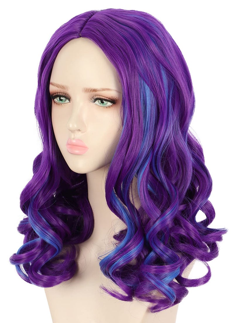 yuehong Long Curly Purple Wig Party Wigs For Women Cosplay Costume Halloween Hair Wigs (Adult)