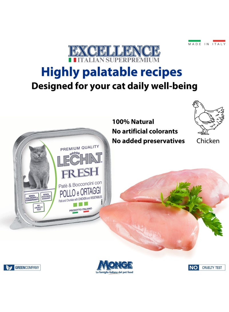Monge Lechat Fresh by Monge | Cat Wet Food with Vegetables | Super Premium Complete Wet Cat Food | Patè & Chunkies in Alutray - Image 3