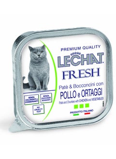 Monge Lechat Fresh by Monge | Cat Wet Food with Chicken and vegetables | Super Premium Complementary Wet Cat Food | Patè & Chunkies in Alutray - 100g 