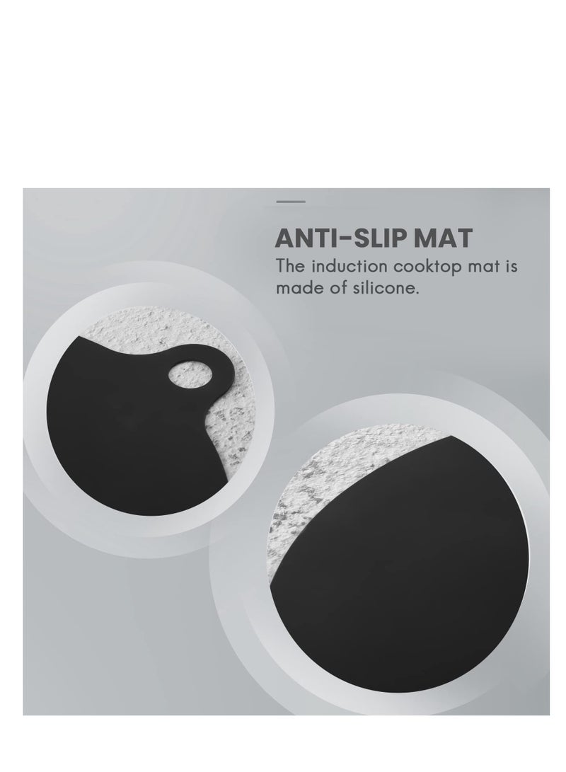 Induction Hob Protector Mat Set, Anti-Slip Silicone Cooktop Scratch Guard, Heat-Resistant Cover for Induction and Glass Stoves, Black (4 Pack) - Image 5