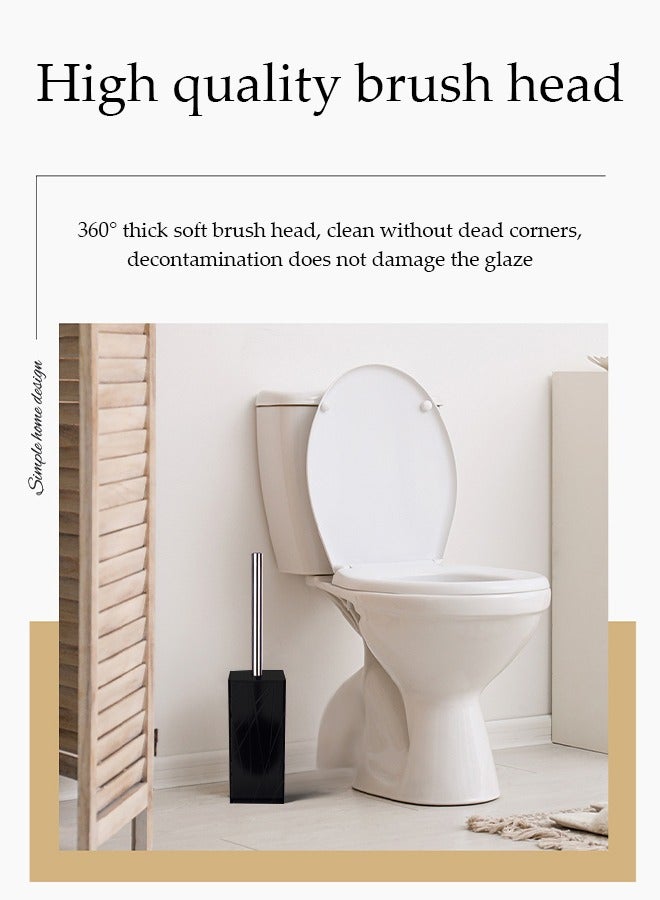 6 Pieces of Bathroom Accessories Set，Twill Square Plastic Gift Set，Bath Ensemble Includes Soap Dispenser, Toothbrush Holder  Cup, Soap Dish, Toilet Brush  Holder, Qtip Holder,Black - Image 5