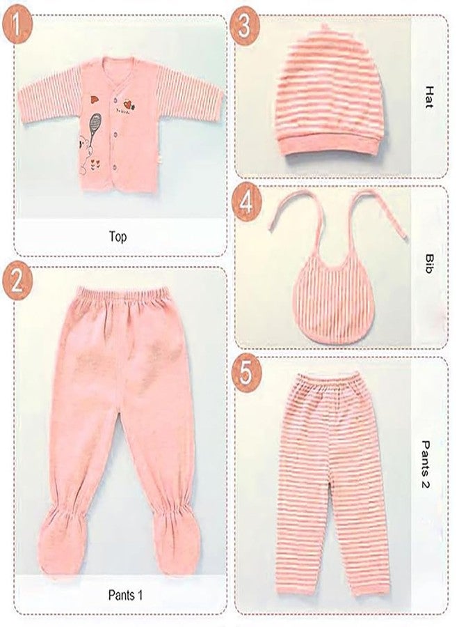 Billiondesigner Presents New Born Baby Winter Wear Clothes 5Pcs Sets Cotton Boys & Girls Flannel Suit Infant Clothes Gift (0-3 Months, Orange) - Image 4