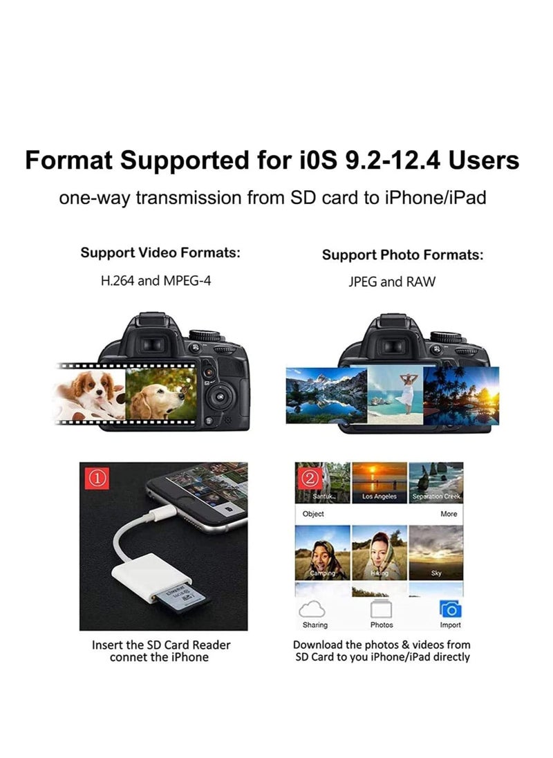 SYOSI - For Apple Lightning to SD Card Camera Reader Adapter for iPhone iPad USB 3.0 2.0 DSLR Camera Trail Game Camera Card Viewer Reader for iPhone 12 Mini, No APP Needed-Plug and Play - Image 1