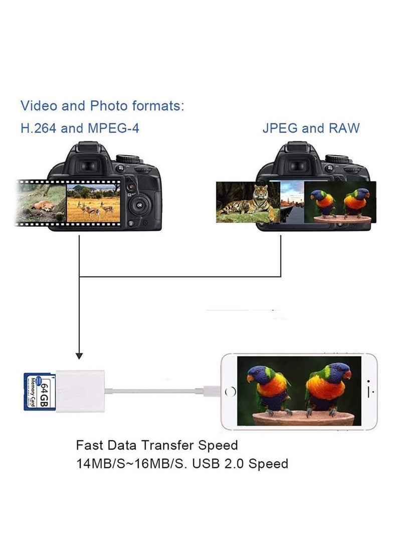 SYOSI - For Apple Lightning to SD Card Camera Reader Adapter for iPhone iPad USB 3.0 2.0 DSLR Camera Trail Game Camera Card Viewer Reader for iPhone 12 Mini, No APP Needed-Plug and Play - Image 1