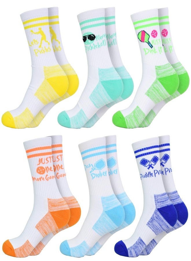 Popuid Pickleball Crew Socks Bulk Unisex, Performance Cushioned Sports Cotton Mid Calf Sock for Pickleballs Lover (Muilt-Color) - Image 1