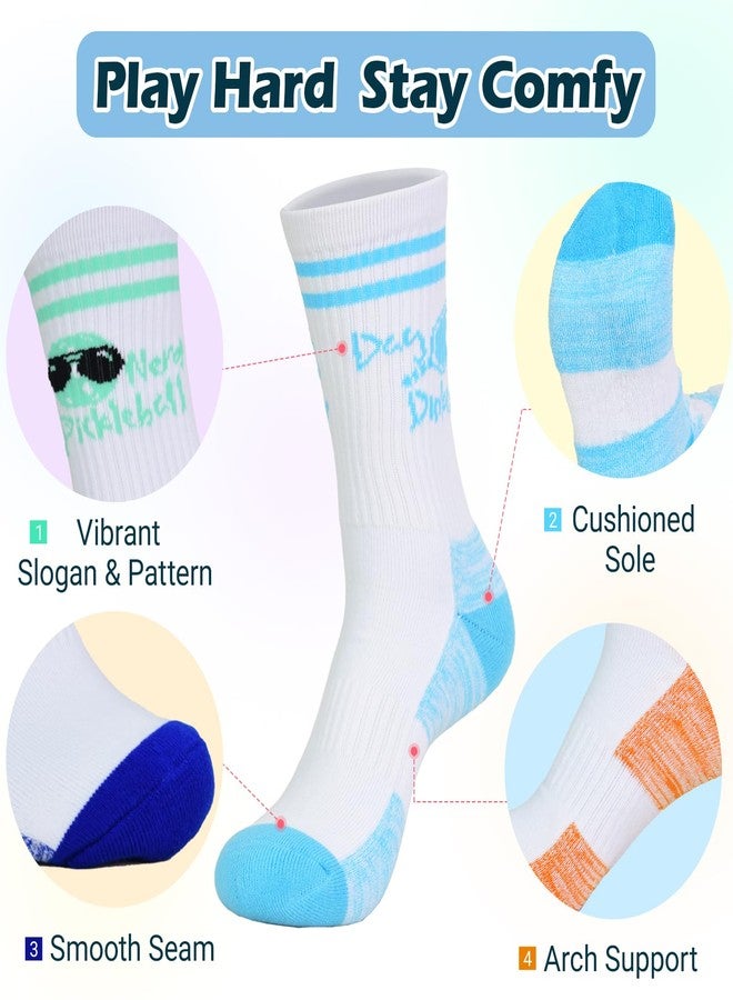 Popuid Pickleball Crew Socks Bulk Unisex, Performance Cushioned Sports Cotton Mid Calf Sock for Pickleballs Lover (Muilt-Color) - Image 4