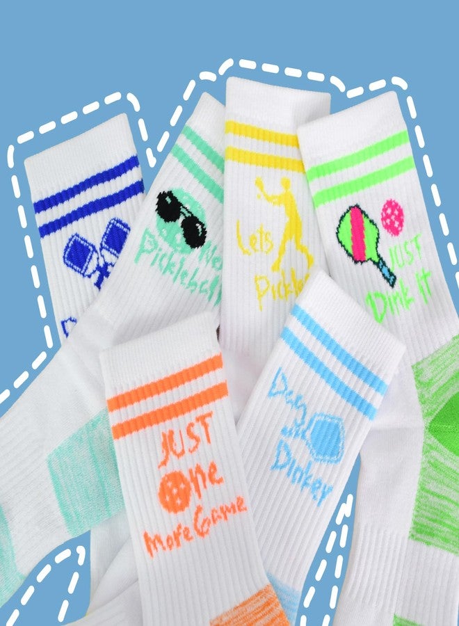Popuid Pickleball Crew Socks Bulk Unisex, Performance Cushioned Sports Cotton Mid Calf Sock for Pickleballs Lover (Muilt-Color) - Image 2