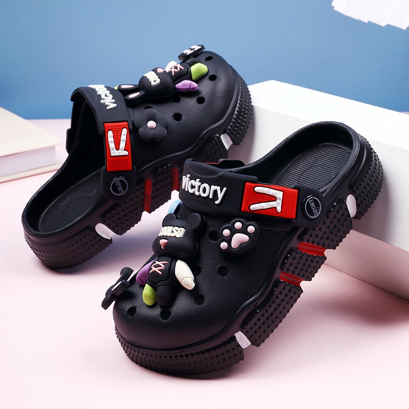 Bear Cartoon Slippers Children'S Summer Outer Wear Breathable Toe Sandals For Boys And Girls Dual-Use Beach Hole Sandals For Men - Image 4