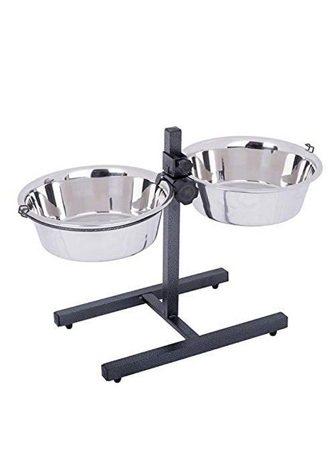 وحدة تغذية مرتفعة قابلة للتعديل للحيوانات الأليفة من Designer Diner، ومحطة تغذية الكلاب، وحامل وعاء مزدوج بقاعدة على شكل حرف H، ووعاءان قابلان للإزالة من الفولاذ المقاوم للصدأ، 2 × 2.75 لتر - 12 كوبًا لكل وعاء - (كبير جدًا) - Image 2