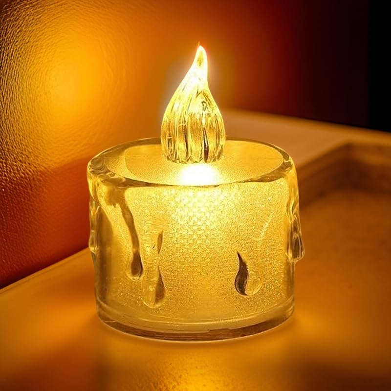 Ein Sof Electric Candle Diyas, 6 Pcs Flameless LED Candles, Decorative Tealight for Home Decoration, Christmas, Diwali, Birthdays, Battery Operated Small Lamps - Warm White - Image 1