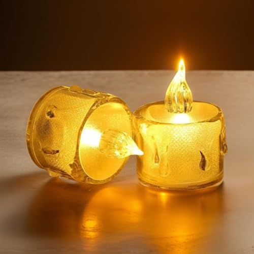 Ein Sof Electric Candle Diyas, 6 Pcs Flameless LED Candles, Decorative Tealight for Home Decoration, Christmas, Diwali, Birthdays, Battery Operated Small Lamps - Warm White - Image 5