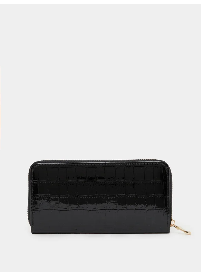 Styli Styli Croc-Textured Zip-Around Wallet