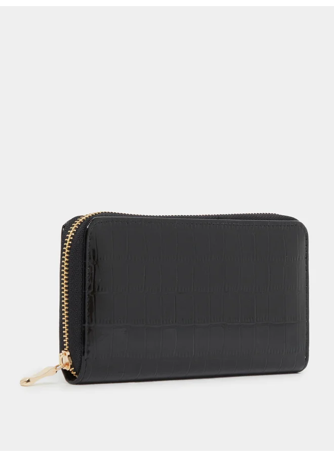 Styli Styli Croc-Textured Zip-Around Wallet