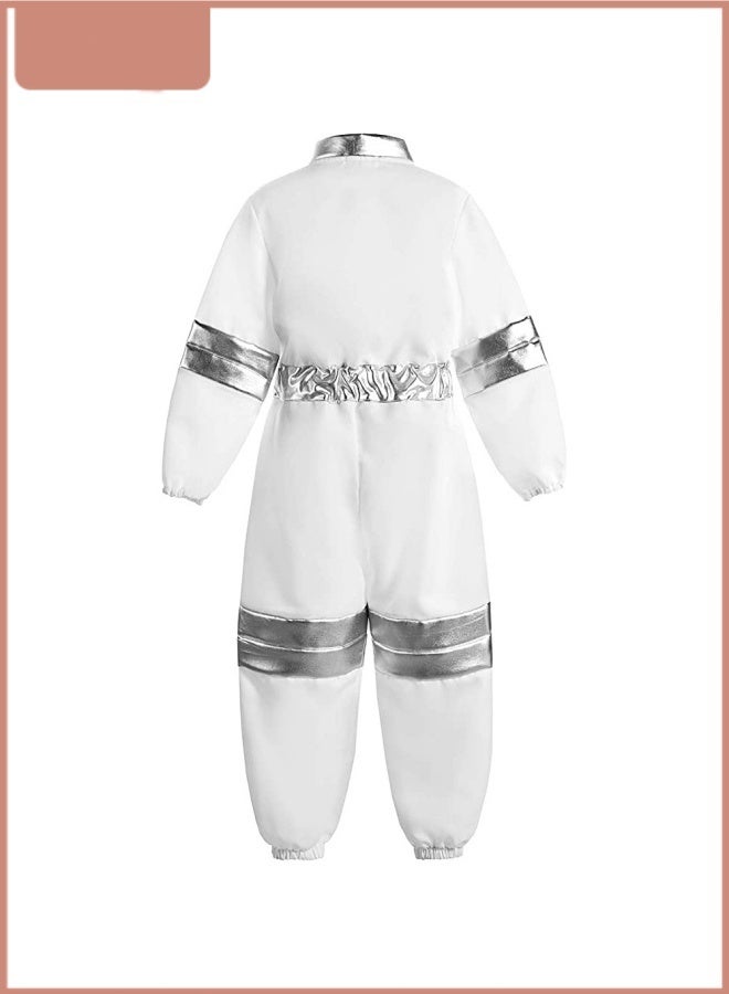 Kids Astronaut Costume Set for Boys and Girls - White Space Suit with Helmet, Gloves & ID Card, Perfect for Halloween, School Play, Themed Birthday Party, Cosplay & Costume Parties  Size M - Image 2