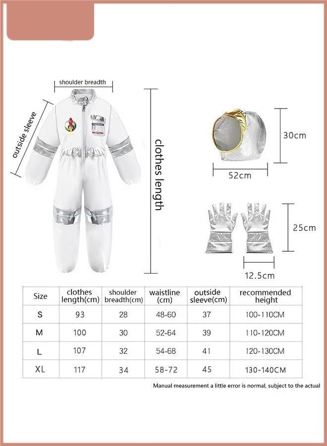 Kids Astronaut Costume Set for Boys and Girls - White Space Suit with Helmet, Gloves & ID Card, Perfect for Halloween, School Play, Themed Birthday Party, Cosplay & Costume Parties  Size M - Image 3