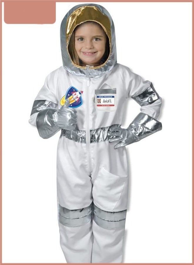 Kids Astronaut Costume Set for Boys and Girls - White Space Suit with Helmet, Gloves & ID Card, Perfect for Halloween, School Play, Themed Birthday Party, Cosplay & Costume Parties  Size M - Image 5