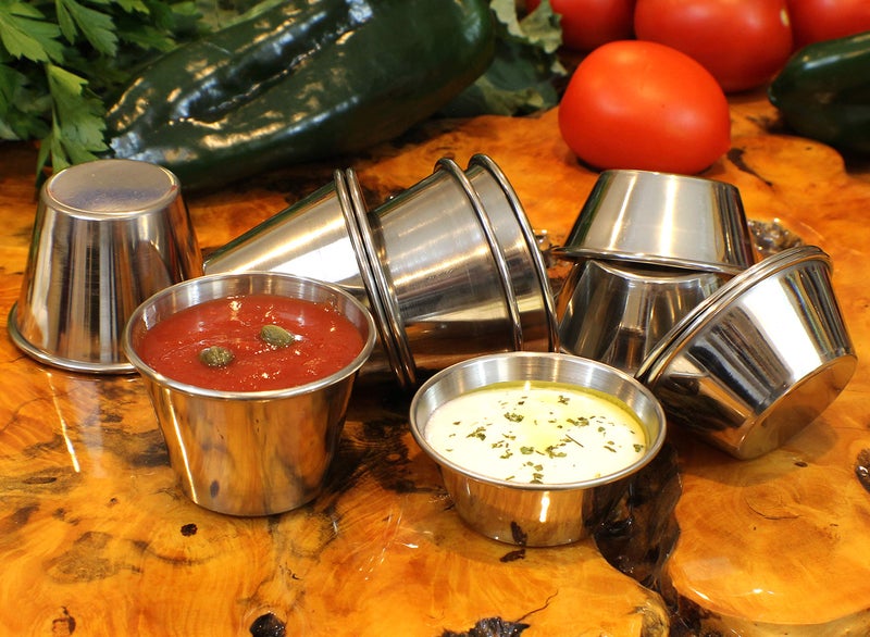 Bosrahl Mini Sauce Cups Mini Ramekin Cups Mini Dipping Sauce Cups Set Stainless Steel Condiment Sauce Cups In 2 Sizes 1.5 Oz And 2.5 Oz Combo - Image 2