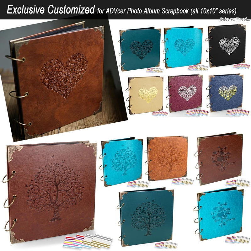 ADVcer 10 Sheets Double Sided 25x26cm Refill Pages - Acid Free Thick Extra Craft Paper Only 25x25cm Three Ring Loose Leaf Binder Photo Album Scrapbook Black - Image 5