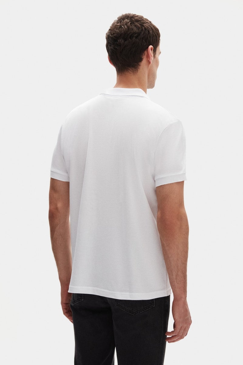 twn Slim Fit White Pique Textured Half Zipper Polo Neck T-Shirt 4EC14ORTFRPLO  - Image 3