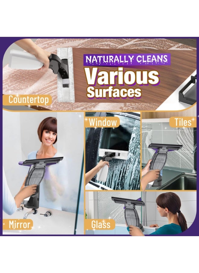 Cordless Vacuum Cleaner for Window, Electric Window Cleaner Squeegee Tool Set with Extension Pole, Spray Bottle and Cleaning Cloth, Water Tank, for Showers, Mirrors, Glass, Countertops, Tiles