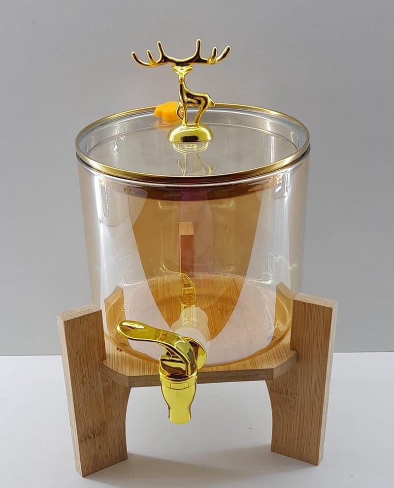 NVRA Premium 1 Pc 2.6 LTR Glass Water Beverage Dispenser with Wooden Stand - Air Tight Lid Glass Pitcher for Detox Water - Mason Jar - Counter Table Top Juice Beer Dispenser for Home Restaurant Party - Image 4
