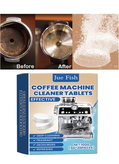 JUE-FISH 20pcs Espresso Machine Cleaning Tablets and Automatic Coffee Maker Cleaner Descaler Coffee Grinder Descaling Solution  - Image 1