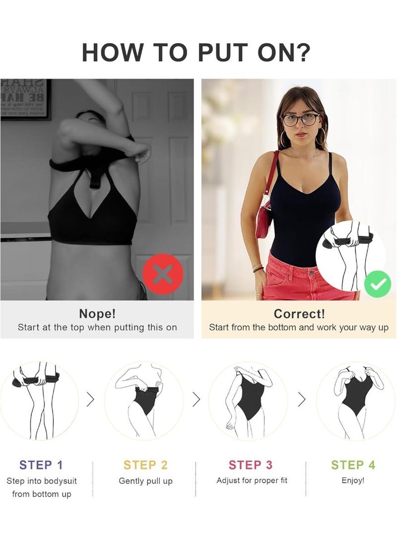 خاجول بدلة نحت للجسم بدون خياطة للتحكم في شكل البطن، مشد خصر للنساء، مشد كامل للجسم عالي الخصر (أسود) - Image 5